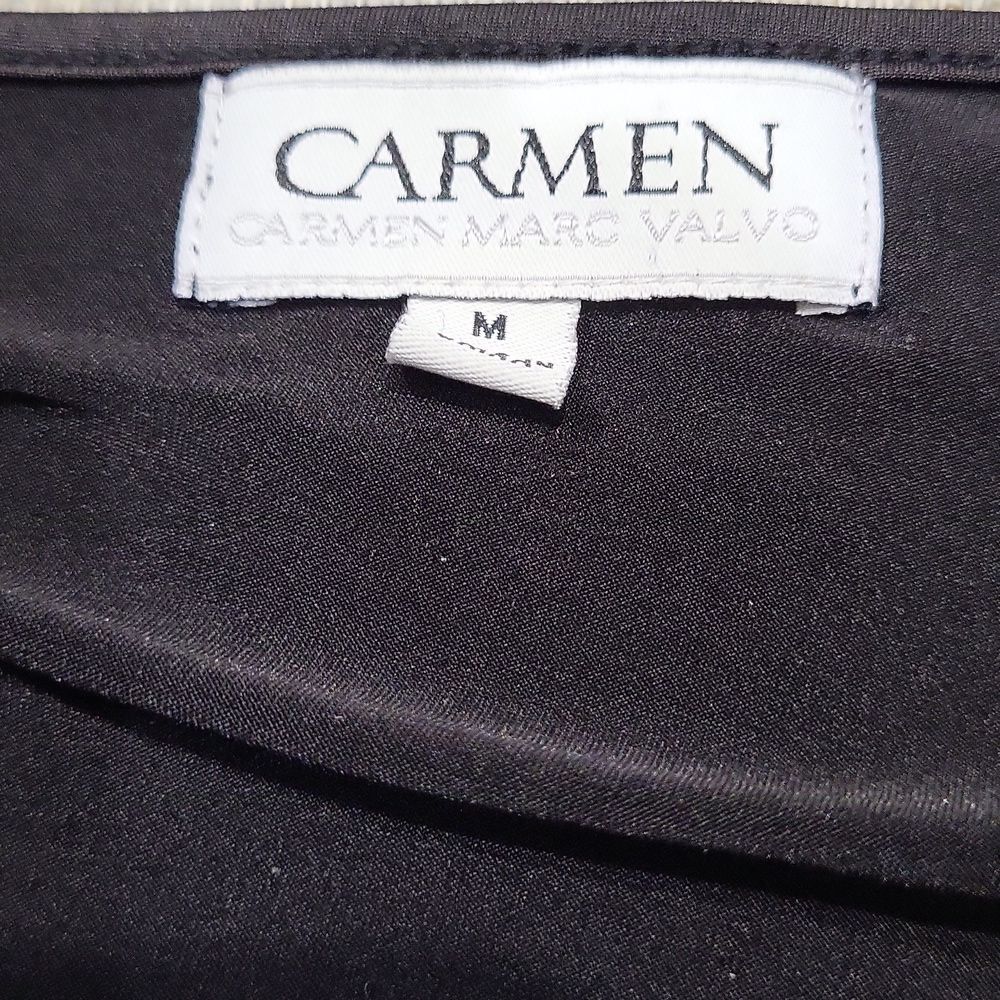 EUC stretchable Carmen women's black waffle top blouse, M - Picture 5 of 5